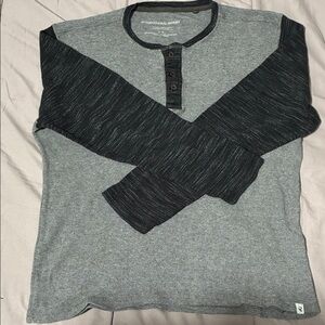 Gray and Black Long Sleeve Henley Shirt